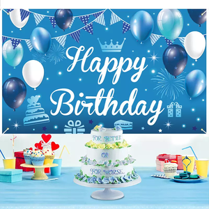 <span class=keywords><strong>Toile</strong></span> <span class=keywords><strong>de</strong></span> <span class=keywords><strong>fond</strong></span> bleue Joyeux <span class=keywords><strong>Anniversaire</strong></span> pour adultes, garçons, bébés, en polyester durable 150x90cm, bannière <span class=keywords><strong>de</strong></span> fête, ballons, décorations murales personnalisées - Product Image 1