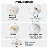 Humidificateur à goutte d'eau de nouvelle conception, 250 ml, alimenté par USB, humidificateur avec lumière ambiante 7 couleurs, haut-parleur Bluetooth pour chambre à coucher