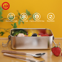 Boîte de conservation alimentaire hermétique en acier inoxydable 18/8 avec clip de verrouillage, boîte à lunch anti-fuite, boîte bento en acier inoxydable