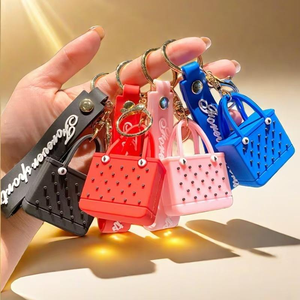 EVA 3D Cartoon Bag Cute Car Accessories Rubber Pendant Mini Bogg Bag Keyrins Beach Key Chains Summer Beach Gift