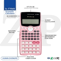 Calculatrice scientifique rose Fx-570MS, 401 fonctions, 40 constantes scientifiques, non programmable, alimentée par piles, pour étudiants en ingénierie