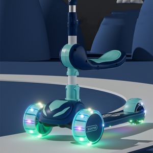 Trottinette pour enfants pliable, réglable, avec roues en PU lumineuses, 3-en-1, 6-8 ans, avec musique et pédale lumineuse - Product Image 6