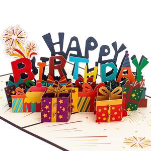 Qakgl 3D pop-up Thiệp sinh nhật thiệp chúc mừng giấy cho phụ nữ nam vợ chồng chúc mừng sinh nhật chủ đề năm mới của Trung Quốc - Product Image 1