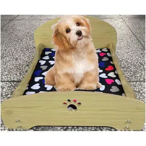 Kennel Four Seasons Universal Pet Bed Simple Princess Design for Small Dogs Made of Wood Velvet Linen and Nylon