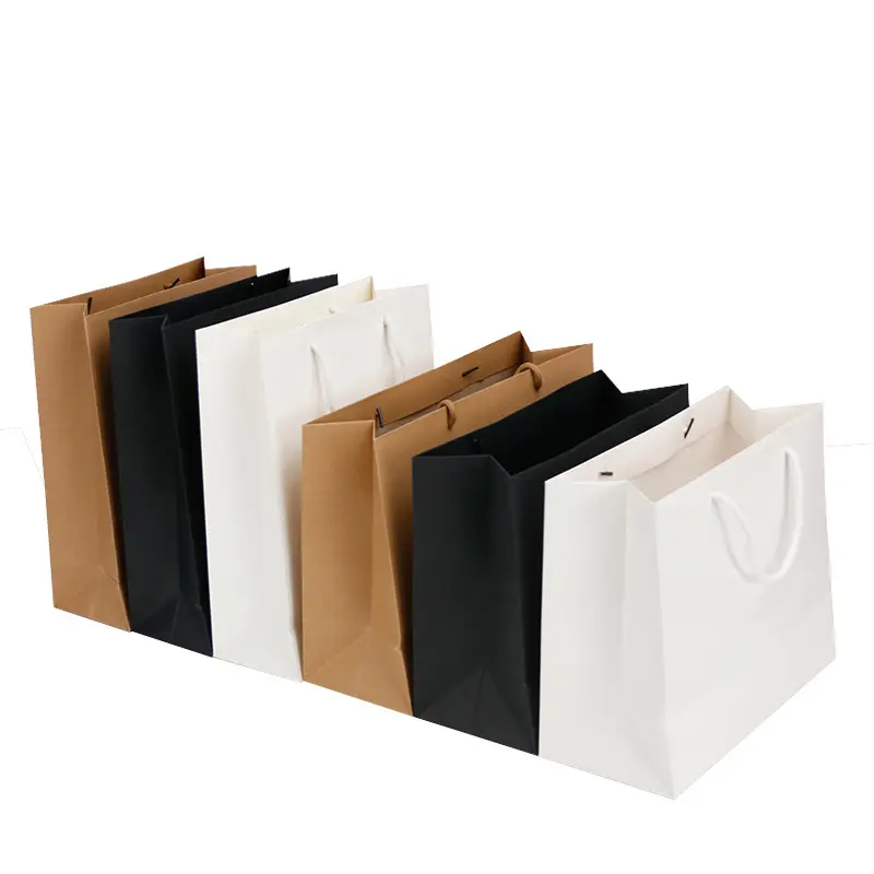 YC Wholesale Luxury White Cardboard Shopping Bags Beautiful Craft Gift Paper with Ribbon Handles Recyclable Customizable Logo