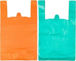 Bolsas de Camiseta Reciclables de HDPE Rosa con Asas Impresas en Serigrafía para Uso Comercial o Personal - Product Image 5