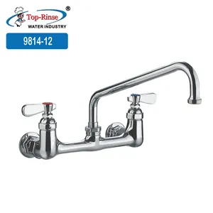 Hot and Cold Water Mixer Tap dual handle design Commercial kitchen Wall Mount Faucet