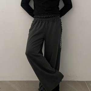 <span class=keywords><strong>Pantaloni</strong></span> da Uomo Trendy <span class=keywords><strong>Grigio</strong></span> <span class=keywords><strong>Scuro</strong></span> con Dettaglio Bottoni Laterali Vita Elastica con Coulisse Gamba Larga Tessuto Morbido Casual Streetwear Quotidiano - Product Image 1