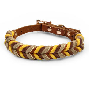 Set Guinzaglio e Collare per Cani Multifunzionale Intrecciato a Mano in Vera Pelle Regolabile Traspirante per Tutte le Stagioni - Product Image 3