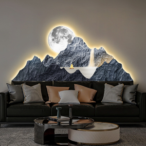 Arte Mural de Lujo con Tallado UV, Decoración del Hogar, Pintura LED <span class=keywords><strong>para</strong></span> <span class=keywords><strong>Sala</strong></span> de Estar, Fondo de Sofá Moderno, Mural de Porcelana de Cristal - Product Image 3