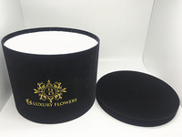 Boîte à chapeau ronde en velours, emballage cadeau de fleurs de luxe sur mesure, prix de gros de fabrication chinoise, boîte cadeau de fleurs en papier