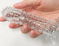 Manchon de pénis en cristal de haute qualité, à picots, pour plaisir prolongé, réutilisable, jouet sexuel pour adultes, stimulation masculine, grande taille