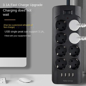 Venta directa 8 puertos 4 USB Protector contra sobretensiones Enchufe universal Toma de corriente portátil - Product Image 6