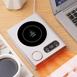 Chauffe-tasse rectangulaire en plastique Xinxiangbao FZB-NB06 blanc avec affichage de la température, design minimaliste, pour voyage - Product Image 1