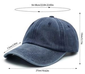Gorras de Béisbol de Algodón Lisas Unisex con Bordado 3D, Lavado Ácido, Estilo Vintage y Desgastado, con Logotipo Personalizado, de 6 Paneles, Tipo Dad Hat, al por Mayor - Product Image 2