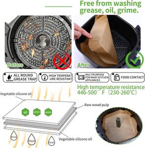 Papier sulfurisé antiadhésif sans BPA pour <span class=keywords><strong>friteuse</strong></span> à air, 200 feuilles, 100 feuilles carrées de 8 pouces - Product Image 2