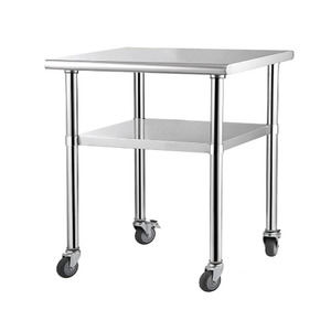 Mesa de Trabajo de Acero Inoxidable VICTORY KITCHEN, Banco de Inox con Ruedas, Resistente para Uso Industrial, Gran Oferta - Product Image 1
