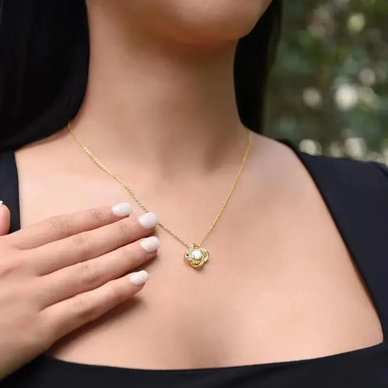 Tam açacağı yonca kolye moda Minimalist kollarbone zincir CZ elmas kolye kadınlar için