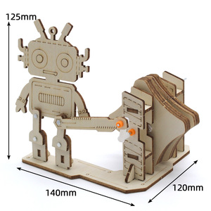 Kit de modèle de robot en bois, assemblage manuel, jouet éducatif scientifique pour enfants de 7 à 9 ans, forme de dessin animé, sans batterie - Product Image 5