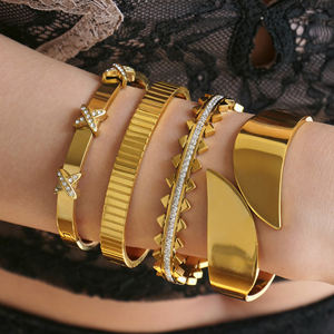 Nuova striscia di tendenza VINTAGE Regno Unito VOGUE chiaro zircone SUPER brillante braccialetto Dazan nuovi in oro placcato 18k gioielli di lusso in acciaio inossidabile - Product Image 5