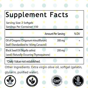 Cápsulas de Aceite de Orégano OEM/ODM para Apoyar el Sistema Inmunológico y Antioxidantes, Fórmula 2 en 1 con Aceite de Semilla Negra, Carvacrol y Timoquinona - Product Image 2