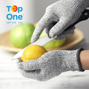 Top One vente protecteur de sécurité gris poignée PU enduit résistant aux coupures gants de travail niveau 5 gant anti-coupure - Product Image 2