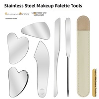 Spatule cosmétique en acier inoxydable en forme de cœur pour fond de teint, crème liquide, maquillage, avec étui en cuir