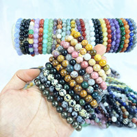 Bracelet en cristal de quartz rose rond de 8 mm, pierres de guérison naturelles en gros, pierres précieuses naturelles, Reiki