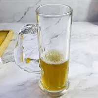 ענק Inflat ספל אורגני זכוכית בירה בקבוק כוס עם ידית זכוכית באר ספל