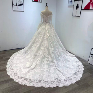 Custom Wholesale Wedding Dress Elegant Women Long Sleeve French Lace Bridal Dresses Vestidoes Wm91 - Product Image 2