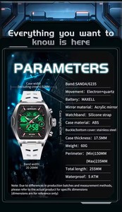 SANDA 6235 Orologio Elettronico <span class=keywords><strong>da</strong></span> <span class=keywords><strong>Uomo</strong></span> <span class=keywords><strong>di</strong></span> Alta Gamma, Display LED Doppio, Bracciale con Sveglia e Data, Resistente all'Acqua 5 ATM, Orologio Sportivo - Product Image 5