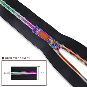 #5 Nylon Coil Rainbow Zippers Sold By Yard 5 Zip Bulk Colored Teeth Metal Sliders Pulled For Sewing Craft Black Nylon Chains