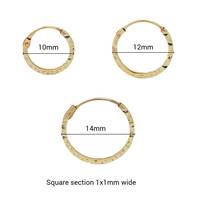 Pendientes de Aro Cuadrados de Oro Amarillo Personalizados de Moda, Sin Níquel, Sin Plomo, Certificados para Mujer