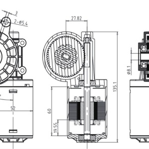52mm Brushless DC <b>Worm</b> Gear Reduction Motor 12V 24V 45W 30W Low Speed for Kitchen Garbage Disposer - Product Image 4