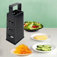 Râpe à fromage multifonctionnelle à 4 côtés en acier inoxydable avec récipient Râpe à fromage de table à main avec revêtement antiadhésif