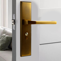 Ensemble de poignée de porte et serrure intérieure dorée brillante, style français, moderne et simple, pour chambre à coucher, serrure de porte en bois mécanique silencieuse