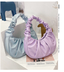 K1365 Retro de cuero PU para mujer, muñequera plisada con diseño de nube, bolso sólido fruncido salvaje para mujer, mango arrugado, axila para mujer - Product Image 2