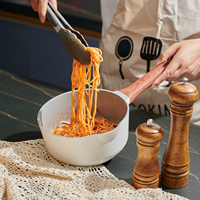 Casserole antiadhésive de 18 cm avec couvercle, casserole, marmite pour cuisinière, petites casseroles en céramique pour cuisiner avec bec verseur, poignée en bakélite
