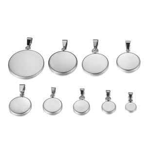 Plateau rond en acier inoxydable avec boucle unique pour la fabrication de colliers, base de composant de bijoux DIY de 6 à 30 mm - Product Image 3