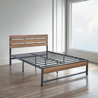 Queen Simple fer bois cadre de lit Style industriel Durable caractéristique peu encombrante pour la maison chambre salon usine en gros