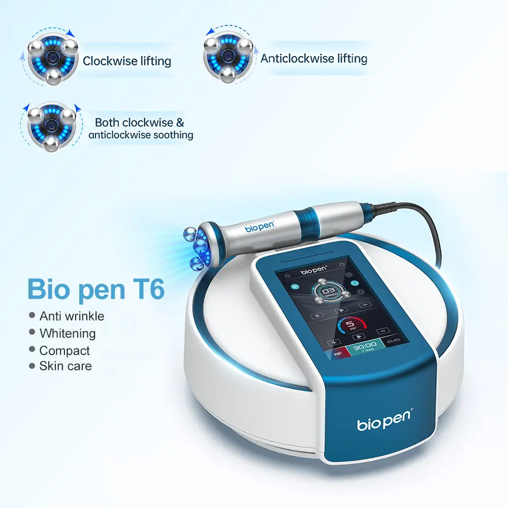 Bio pen t6 mesin kecantikan, mesin kecantikan dengan sistem kontrol cerdas bawaan yang kuat 360 rf pengangkat pembentuk wajah