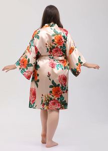Kimono in Raso Floreale Setoso da Donna 2026, <span class=keywords><strong>Vestaglia</strong></span> con Elastico in Vita per Sposa, Damigella d'Onore, Festa Nuziale, Stagione <span class=keywords><strong>Estiva</strong></span> - Product Image 4