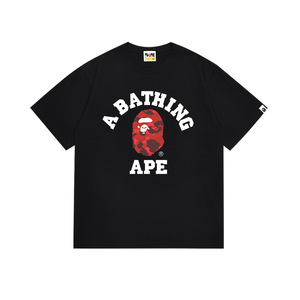 เสื้อยืดผู้ชาย A Bathing Ape ผ้าฝ้าย 100% ทรงปกติ ดีไซน์แฟชั่น สีขาว แดง ดำ พิมพ์ลาย สไตล์สตรีทแวร์ - Product Image 6