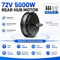 Kit de conversion de vélo électrique haute puissance 72V 5000W, jante en alliage bleue MTX, moteur de moyeu arrière, contrôleur KT, écran LCD S966, Plug and Play