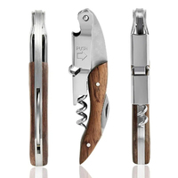 Ouvre-bouteille à vin en bois multi-outils avec impression de logo personnalisé pour les barmans et les serveurs