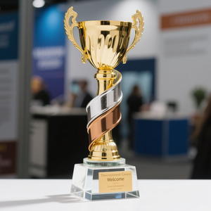 Trofei sportivi premio calcio personalizzabili grandi <span class=keywords><strong>coppe</strong></span> in metallo con medaglie <span class=keywords><strong>e</strong></span> <span class=keywords><strong>targhe</strong></span> di cristallo <span class=keywords><strong>e</strong></span> plastica - Product Image 4