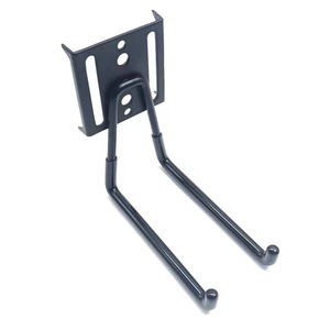 Heavy Duty Wall Mount <b>Hook</b> Set <b>Black</b> Metal Garage Warehouse Bike Storage Organizer Rectangle Shape 2 Layer Design - Product Image 3