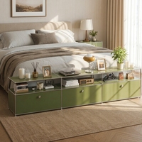 Meuble de rangement modulaire empilable minimaliste avec cadre en métal chromé, écologique, gain de place, combinaison libre, pour chambre à coucher