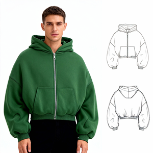 Sweat à <span class=keywords><strong>capuche</strong></span> zippé pour homme, personnalisé, lourd, 100% coton, style ample, entièrement zippé, style décontracté, sweat à <span class=keywords><strong>capuche</strong></span> zippé court pour homme - Product Image 1
