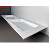 Vasque double en surface solide Corian blanc poli, meuble de salle de bain moderne, lavabo pour la maison
